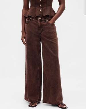 Gap Mid Rise Baggy Wide Leg Jeans Brown Size 28/6 Regular